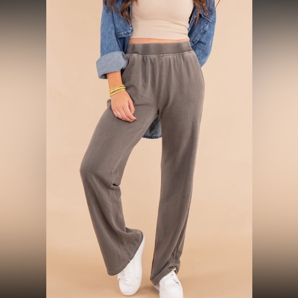 Sunday Slow Down Lounge Pants - Zenana - Americano - L - Picture 1 of 9